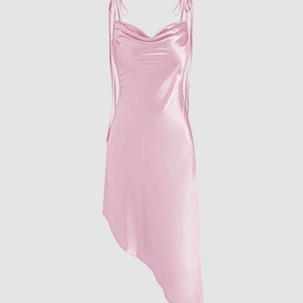 Satin Asymmetrical  Hem Cami Dress